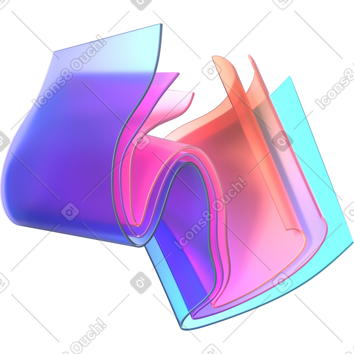 Bunch of layered rectangles illustration in 3D Glassy style download in PNG, SVG