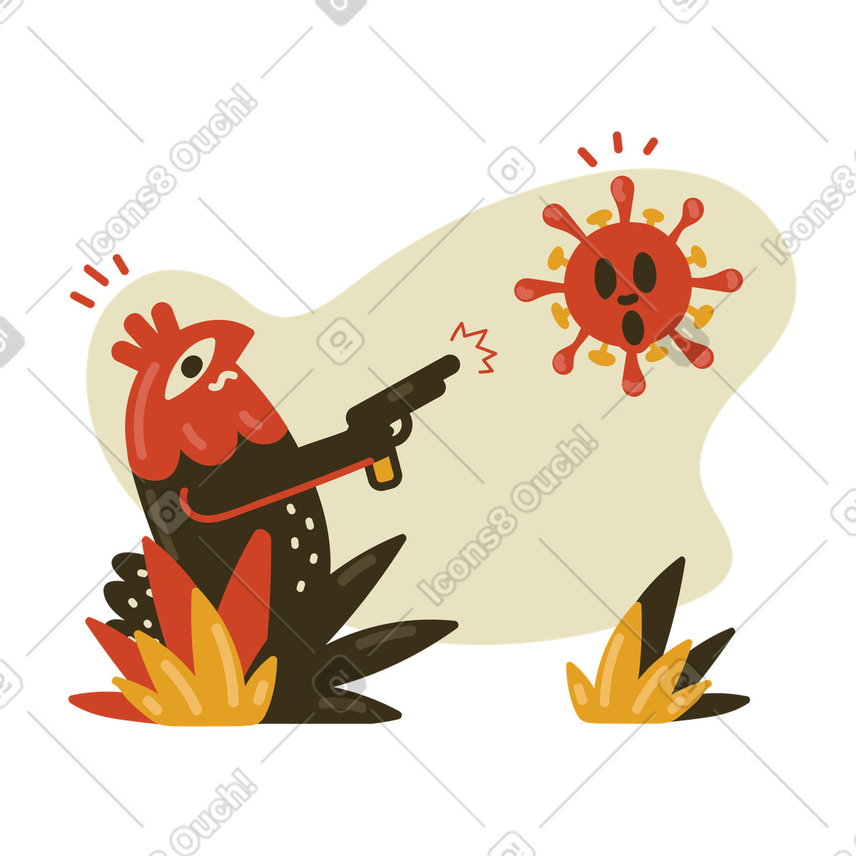 Vogelgrippe-Illustration im Arabica-Stil als Download in PNG, SVG