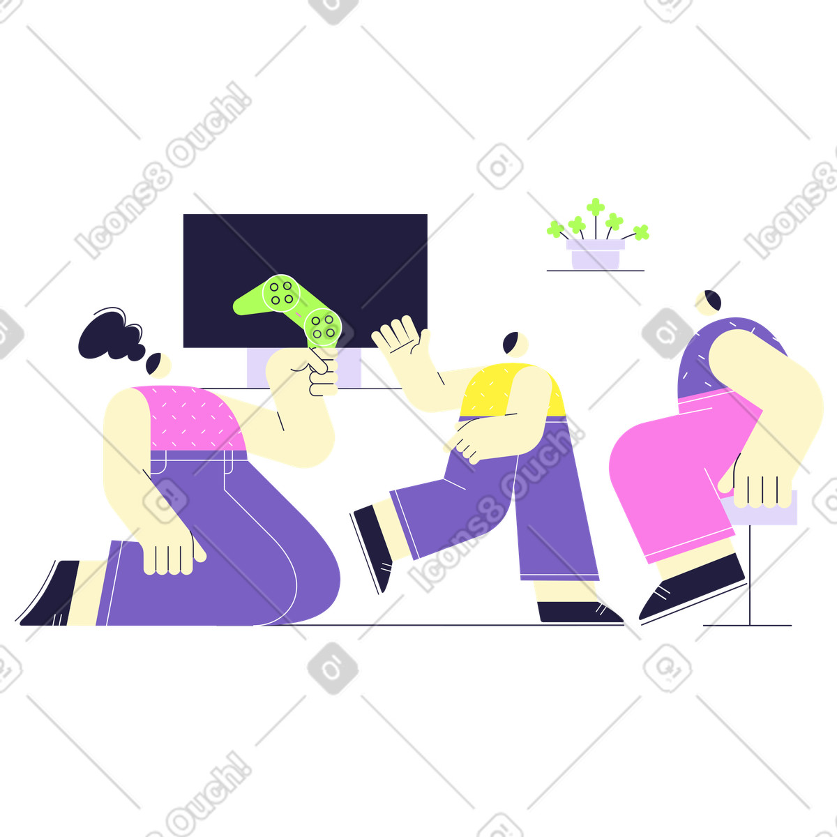 Иллюстрация Семейный турнир по видеоиграм в PNG и SVG