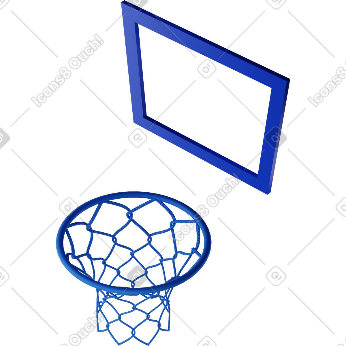 Canestro da basket blu girato a sinistra illustrazione in stile 3D Buddy scarica in PNG, SVG