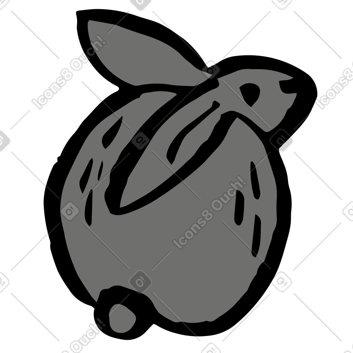 Back of grey rabbit illustration in Scandi style download in PNG, SVG