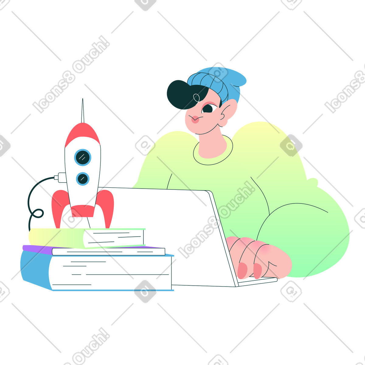 School science project illustration featuring schoolboy clipart graphics in PNG and GIF