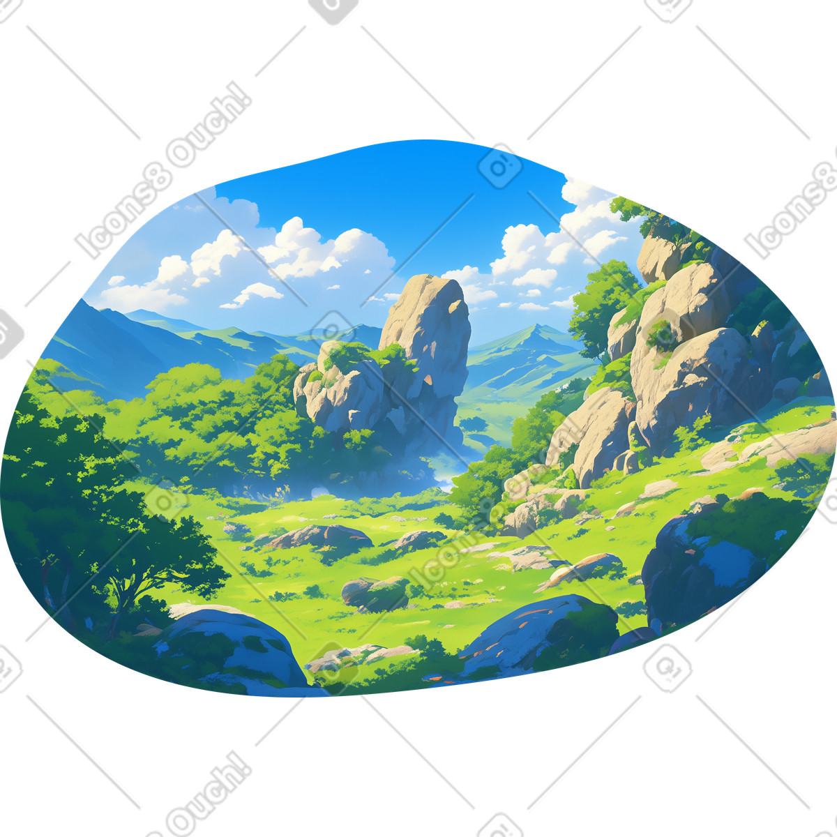 Green hills background illustration in Scenes style download in PNG, SVG