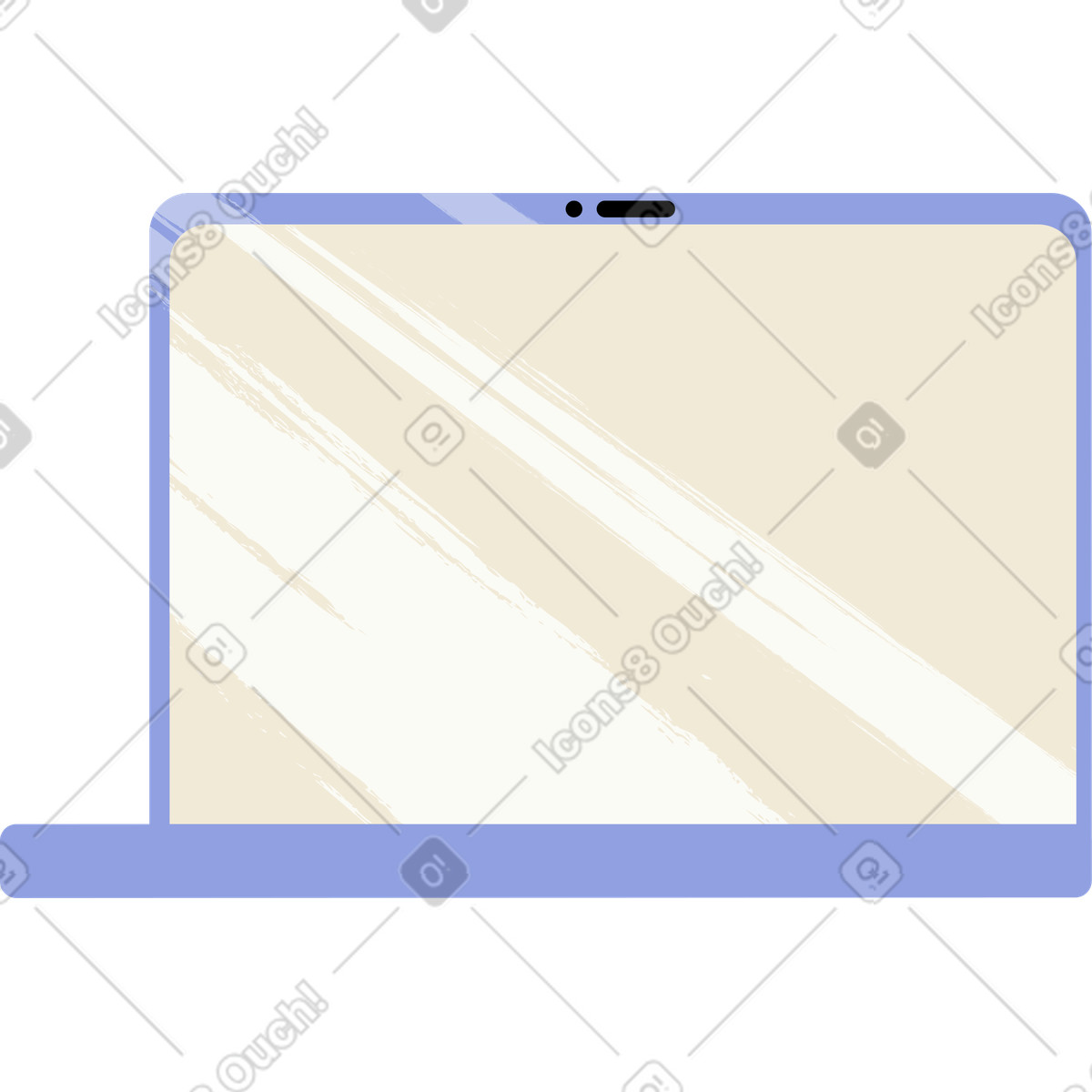 Laptop blu aperto illustrazione in stile Juicy scarica in PNG, SVG