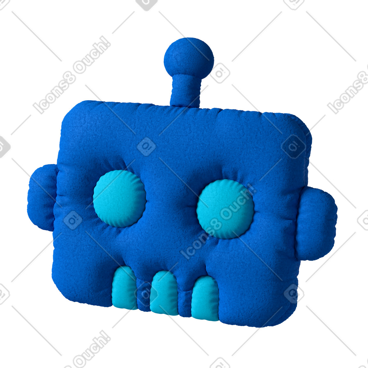 下载 3D Plush icons 风格的 毛绒机器人头，友好的人工智能助手 插画，支持 PNG、SVG 格式