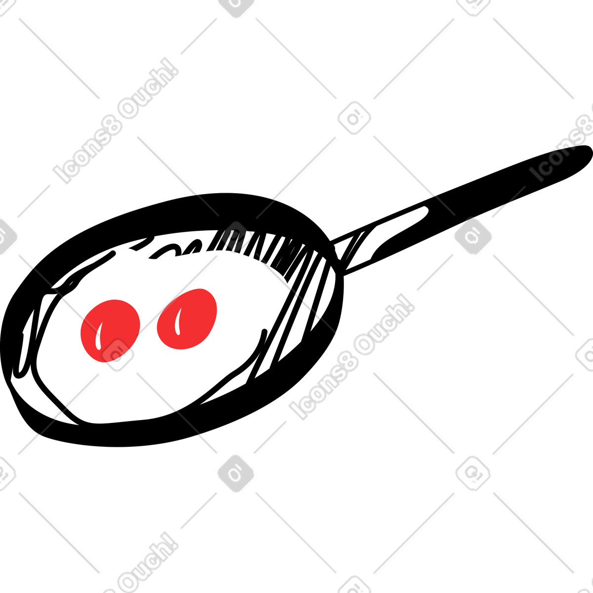 Fried eggs pan illustration in Spicy style download in PNG, SVG