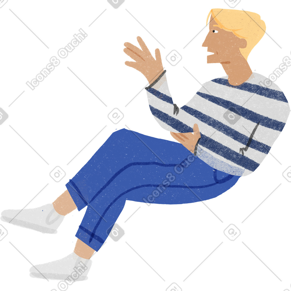 Blond man sitting and activly talking illustration in Public style download in PNG, SVG