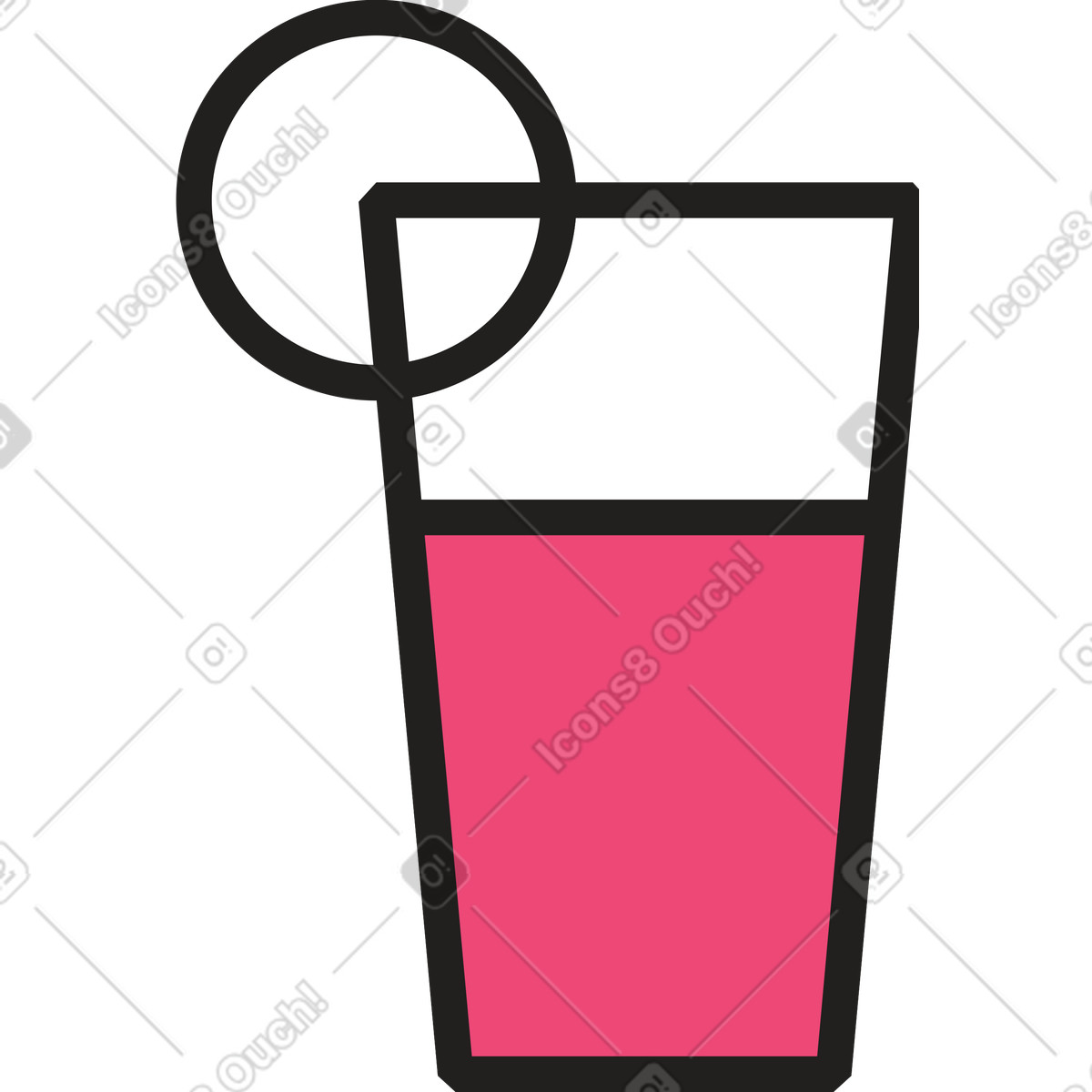 Glass with pink drink illustration in Dazzle Line style download in PNG, SVG