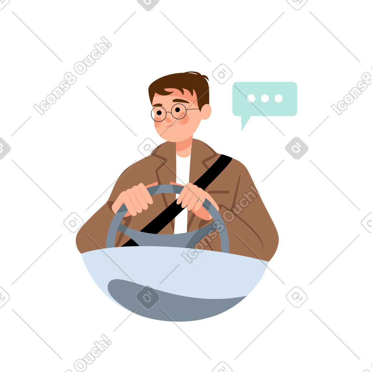Lagom スタイルの Man at the wheel of a car のイラストをPNG、SVG形式でダウンロード