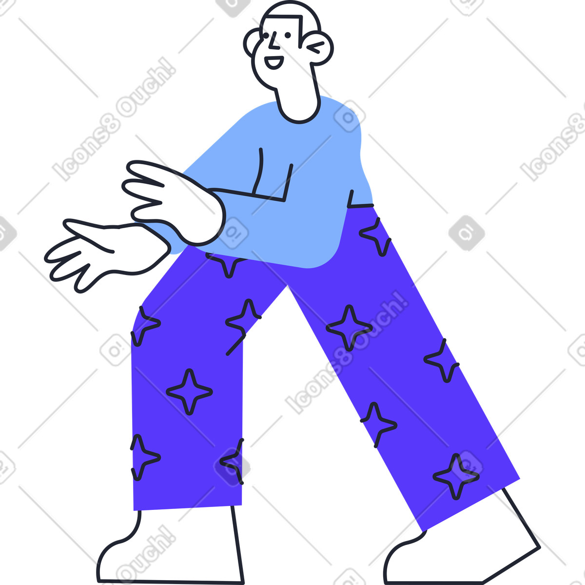 Standing man illustration in Pablita style download in PNG, SVG
