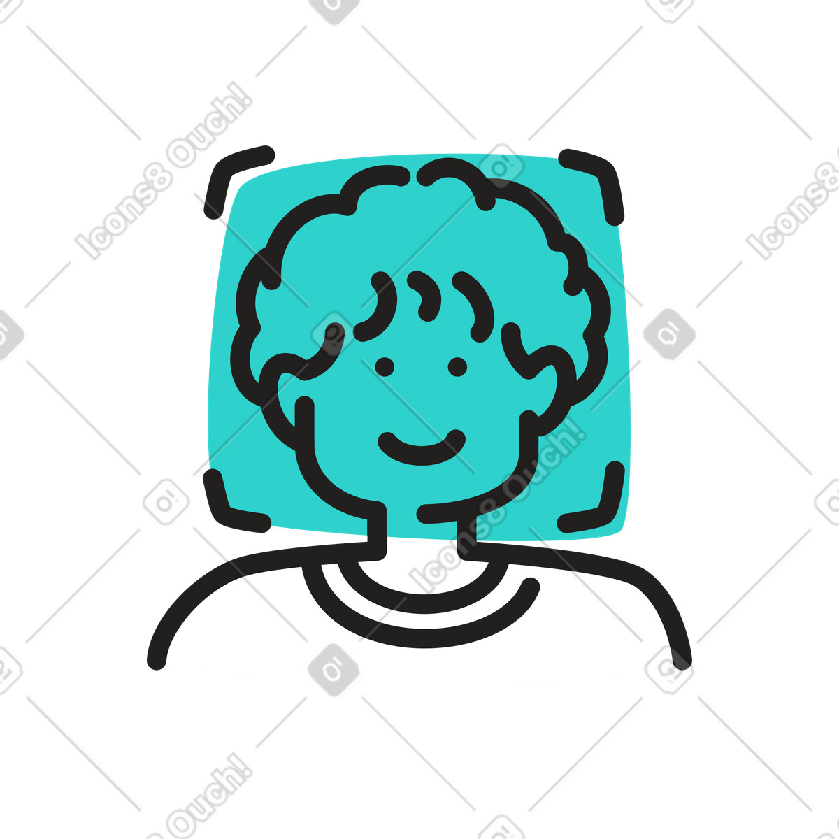 Analyzing male facial features through recognition software illustration in Little style download in PNG, SVG