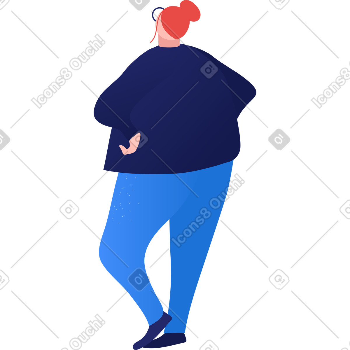 Ilustración Mujer gorda espalda en estilo Clip a descargar en PNG y SVG