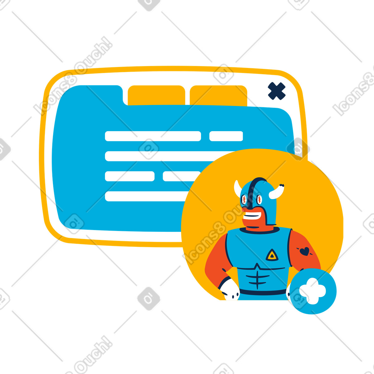 Adding cyber security guard illustration in Flame style download in PNG, SVG