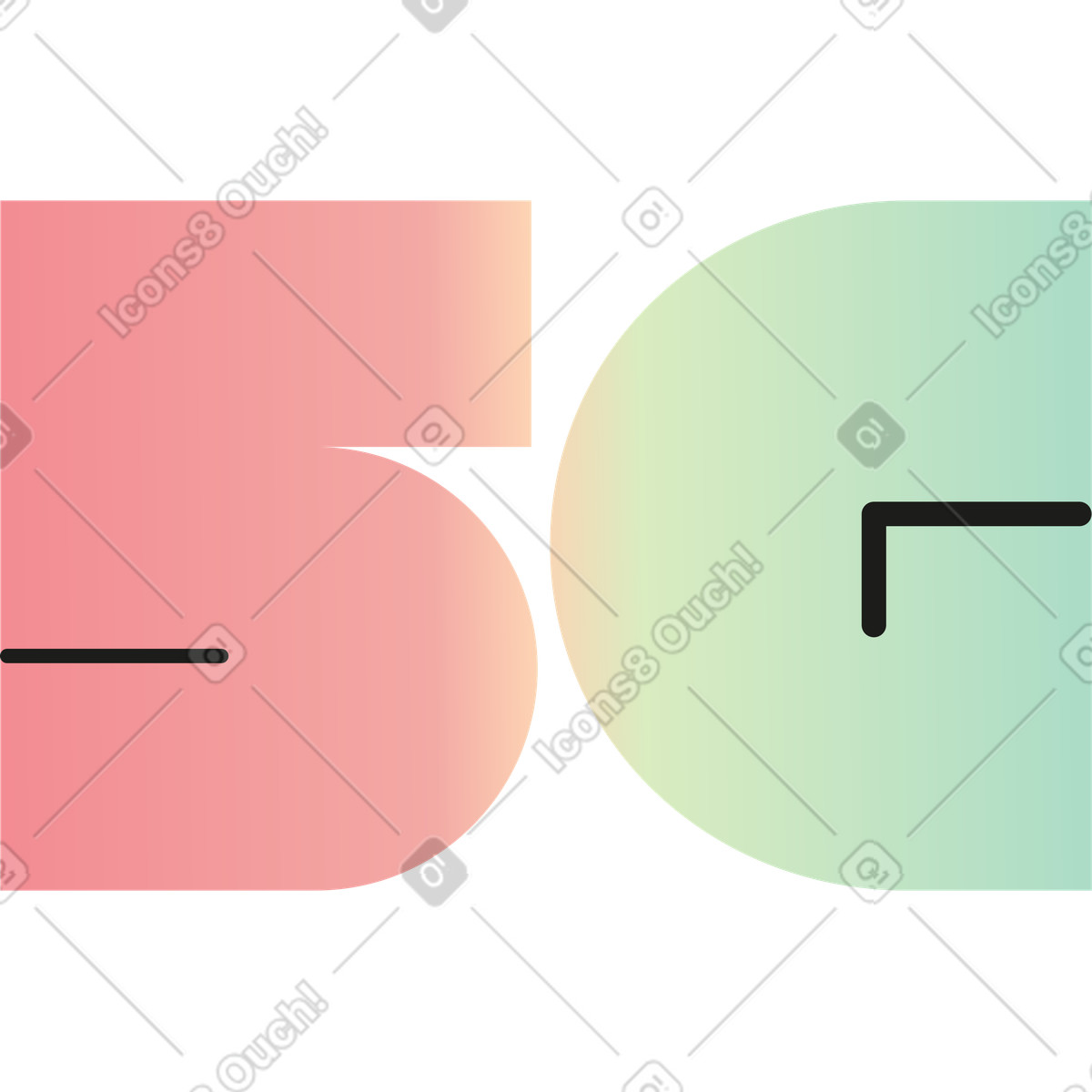 Ilustração de Lettering five g em no estilo Marginalia para baixar em PNG, SVG