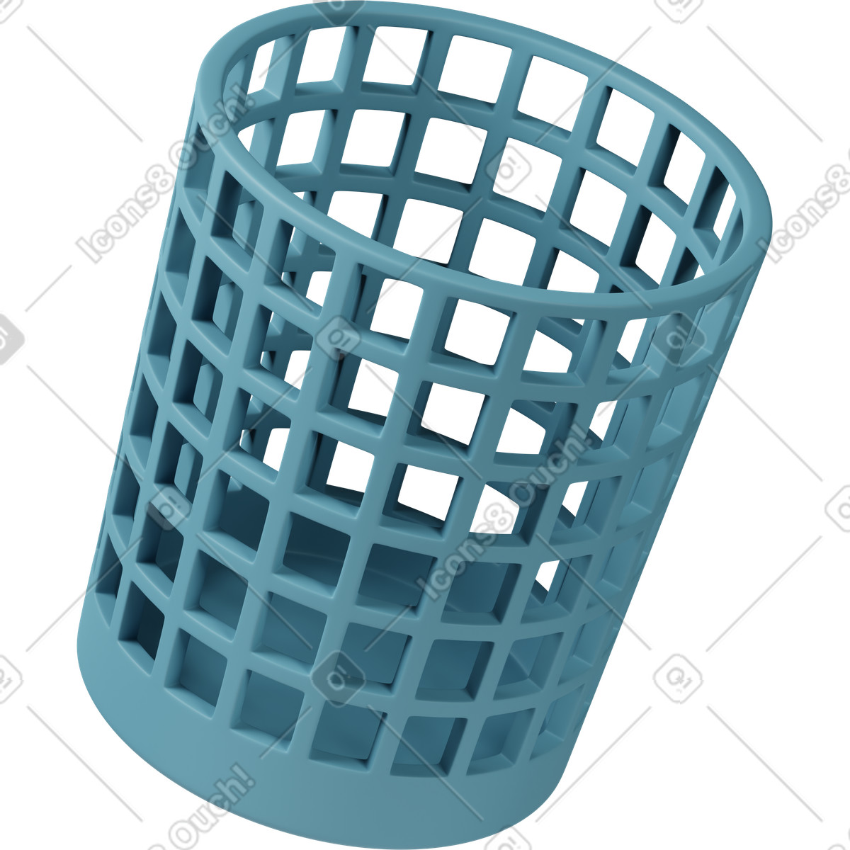 Blue mesh trash can-Illustration im 3D Casual life-Stil als Download in PNG, SVG