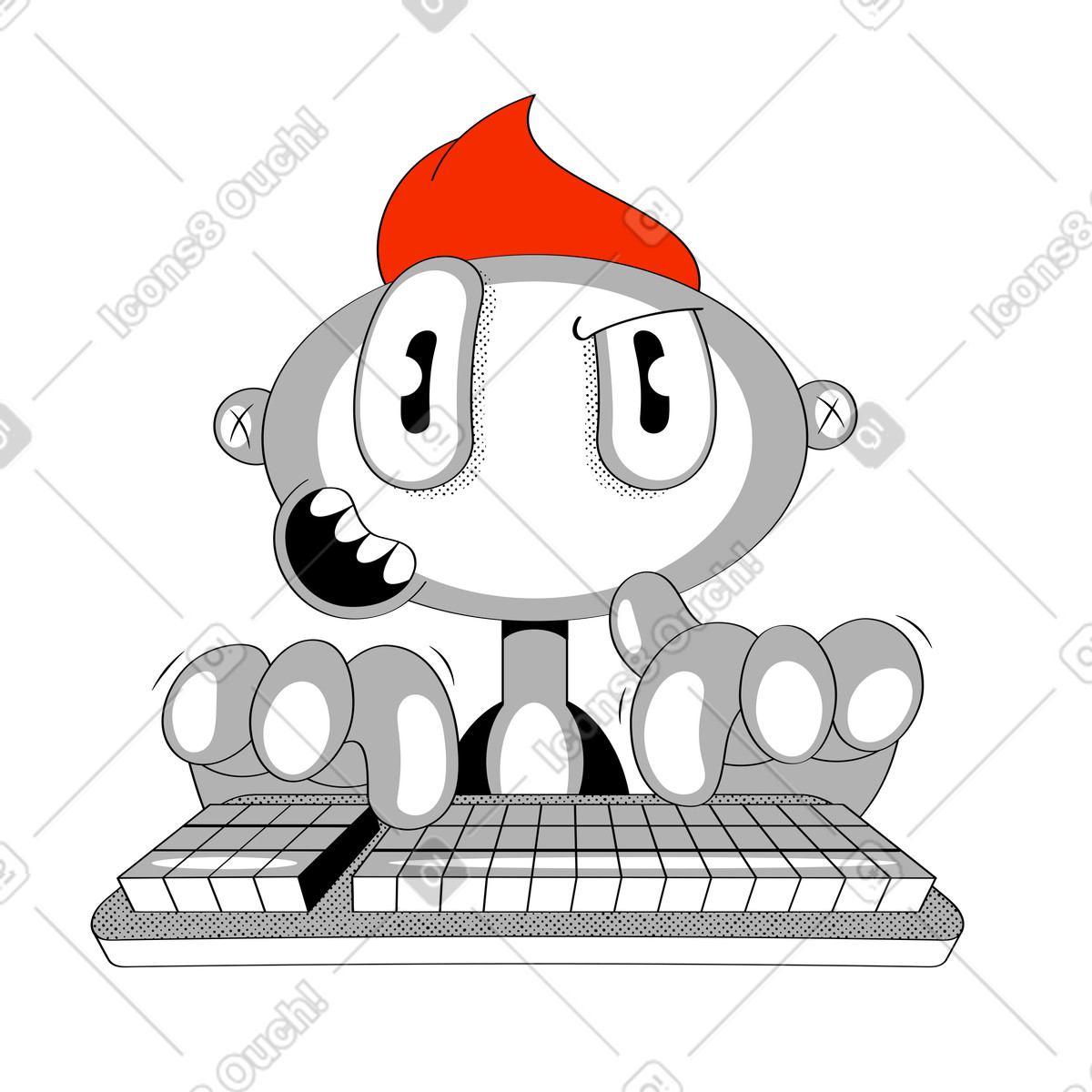 Lavorare al computer illustrazione in stile Looney scarica in PNG, SVG