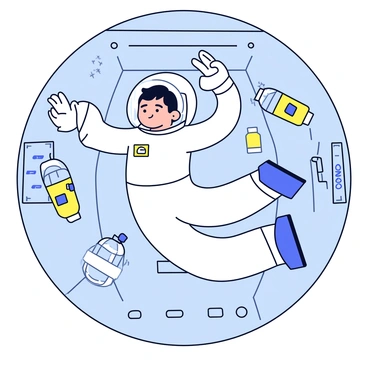 An astronaut in a white space suit is performing Russian twists in zero gravity inside a spaceship. The astronaut is floating, legs extended in front, while their torso twists to the side. The interior of the spaceship features metallic walls and control panels with blinking lights. There are various floating objects, such as water bottles and tools, around the astronaut, emphasizing the zero gravity environment. The scene captures the dynamic movement of the astronaut against the backdrop of the spaceship's functional design.