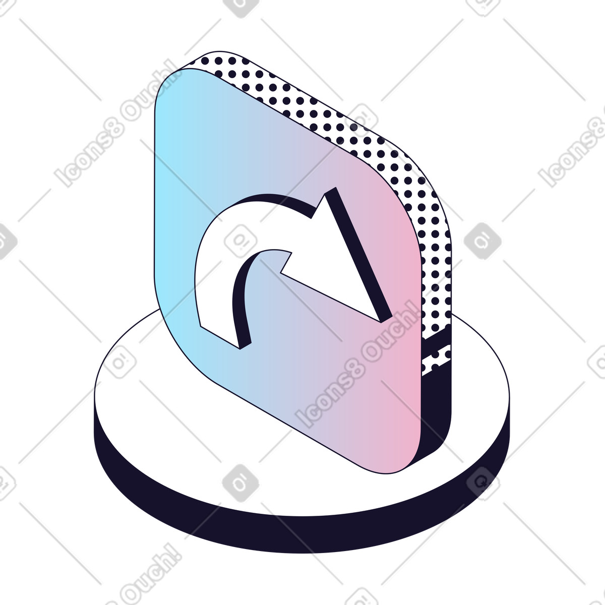 Redo action arrow UI button for edit control illustration in Node style download in PNG, SVG