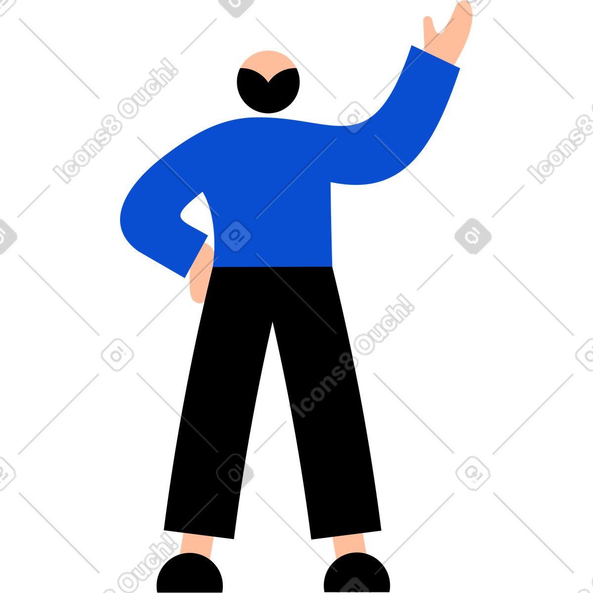 Young man standing with his head looking up illustration in Tiny style download in PNG, SVG