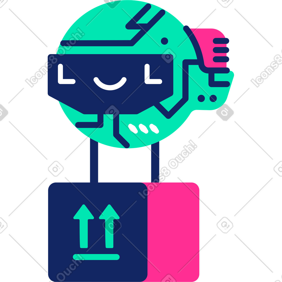 Smart drone with delivery box illustration in PNG, SVG