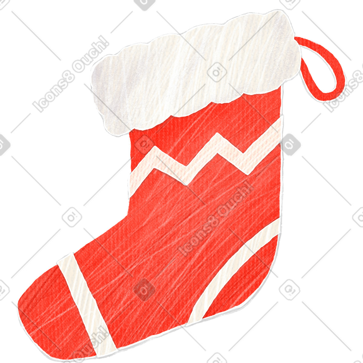 Christmas red sock illustration in Crafty style download in PNG, SVG