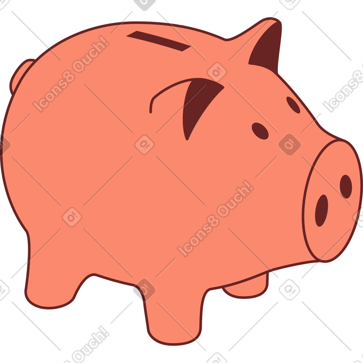 Piggy bank illustration in Storyline style download in PNG, SVG