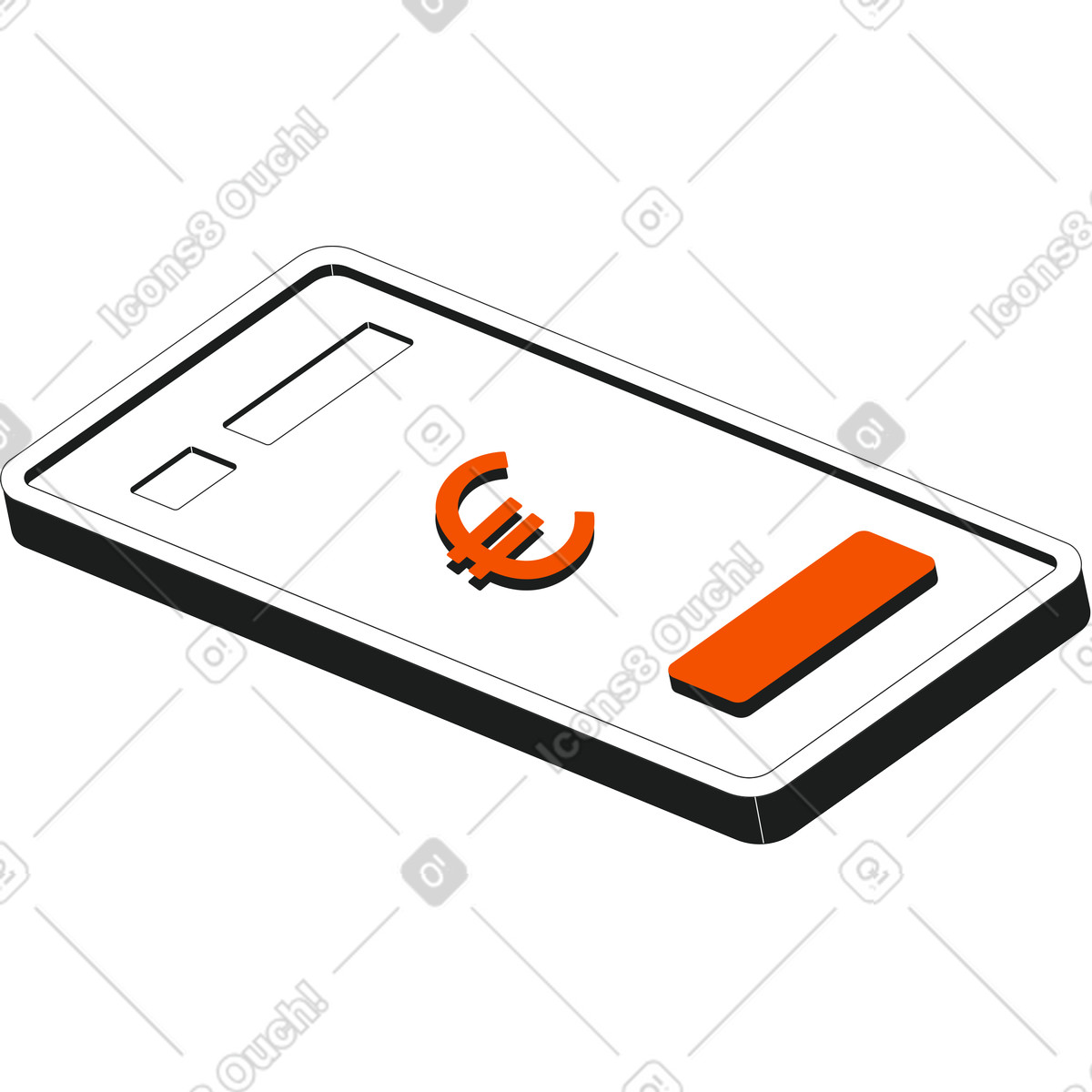 Mobile with euro illustration in Strict style download in PNG, SVG