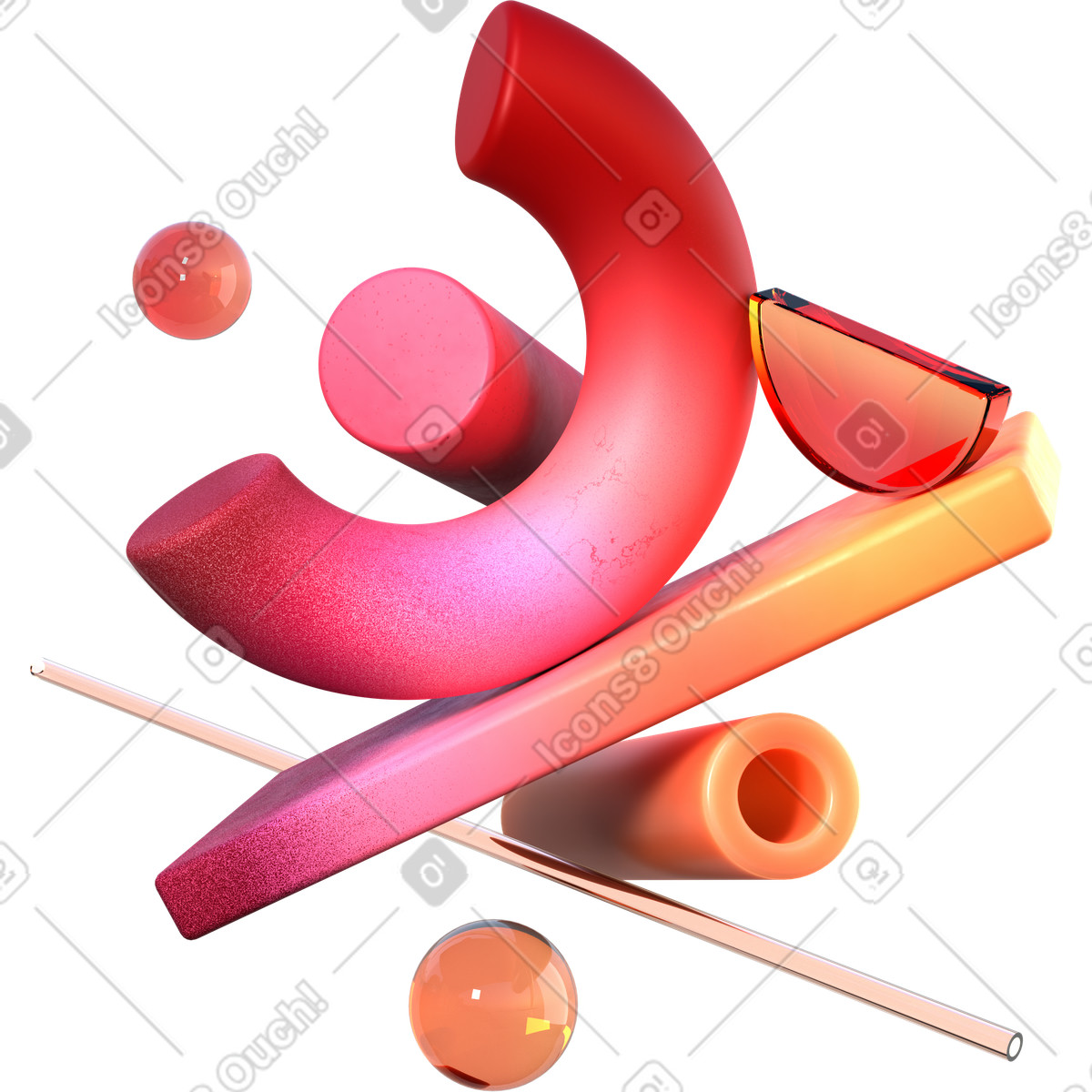 3D Glassy 스타일의 생생한 균형 모양의 구성 일러스트레이션 PNG, SVG 다운로드