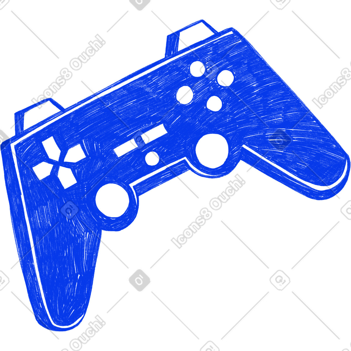 Blue joystick for computer games illustrazione in stile Biro scarica in PNG, SVG