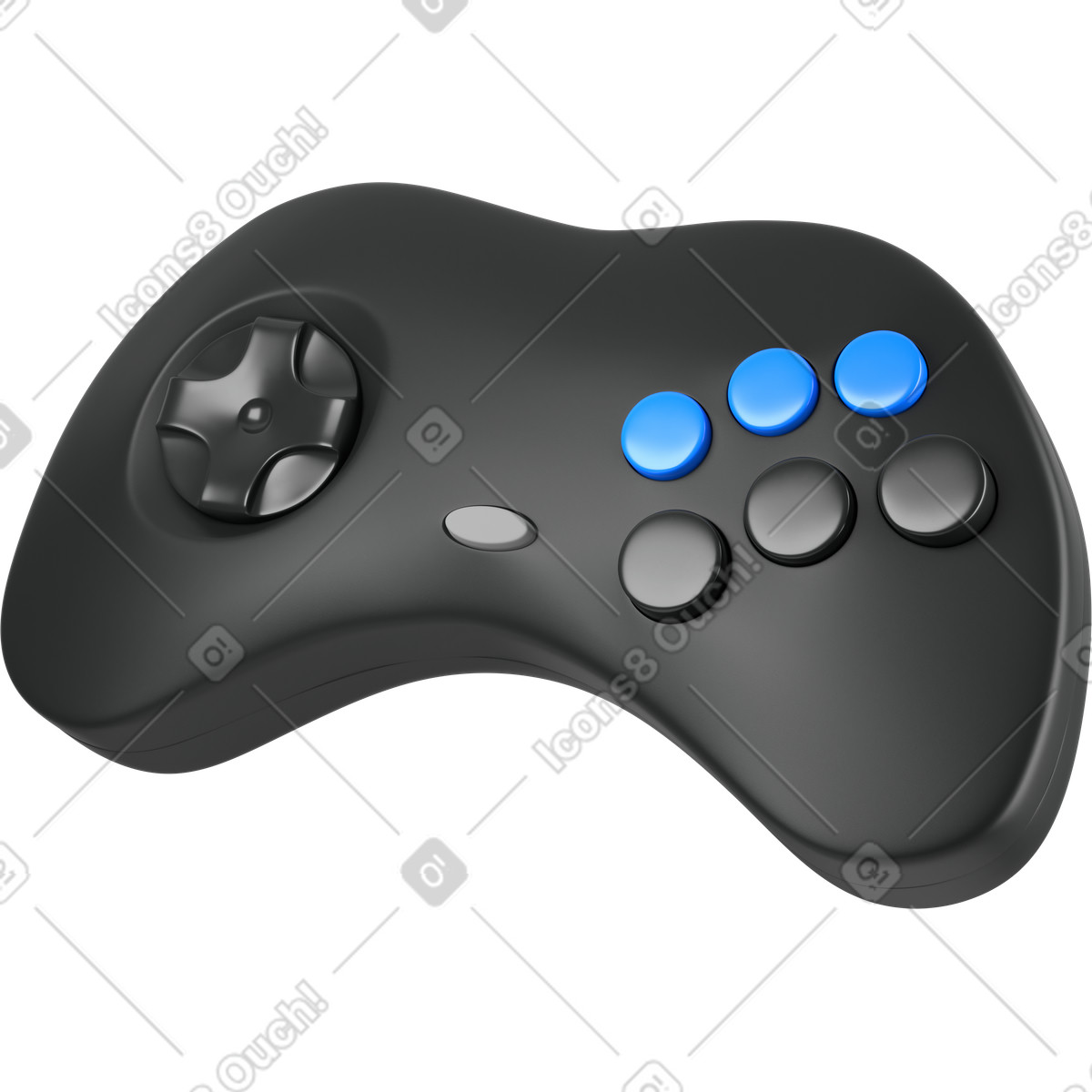 Black old game controller side view illustration in 3D Business style download in PNG, SVG
