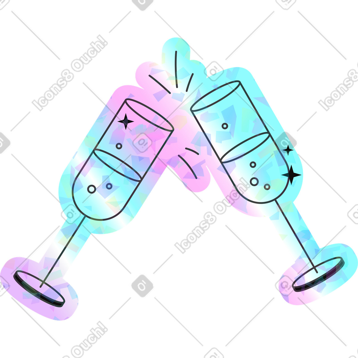 Holostickers スタイルの Glasses のイラストをPNG、SVG形式でダウンロード