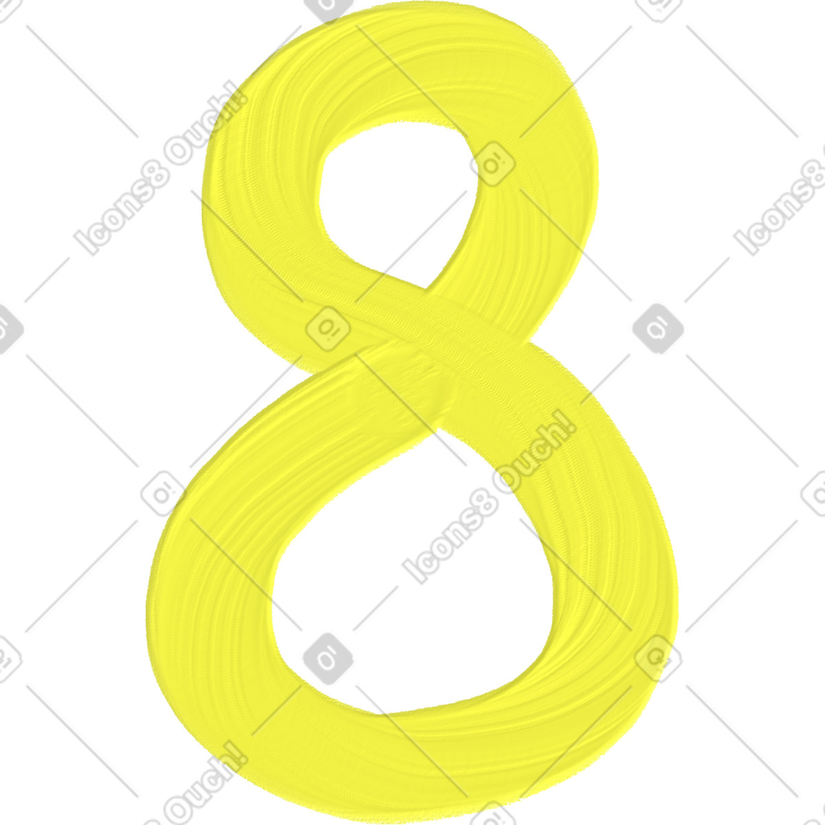 Yellow number eight-Illustration im Scrapbooking-Stil als Download in PNG, SVG