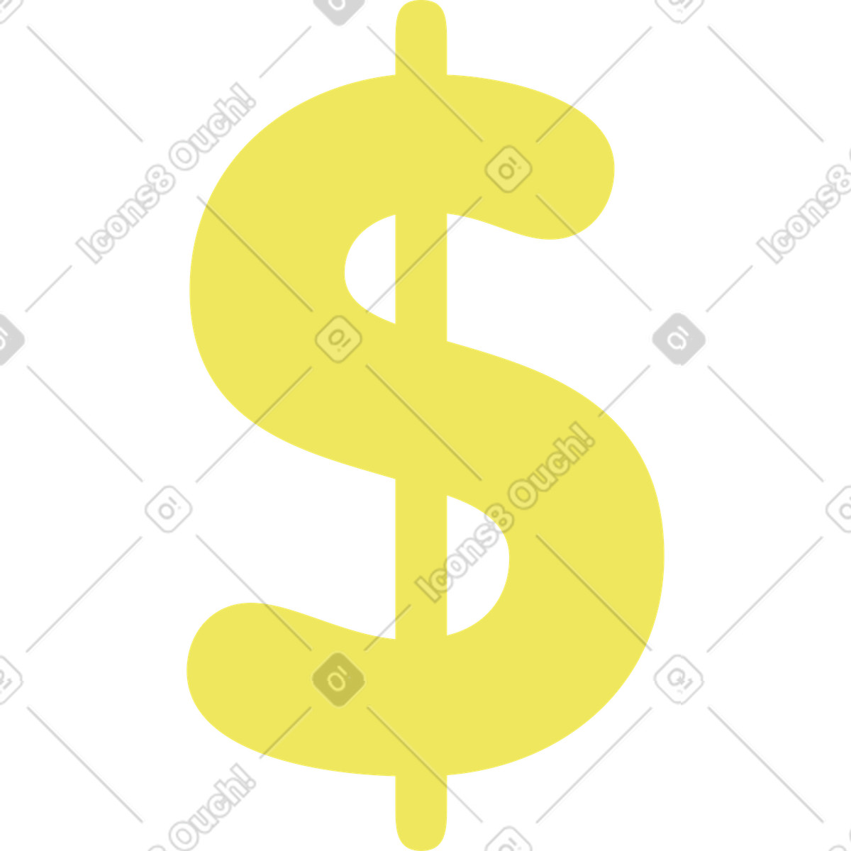 下载 Boba 风格的 巨大的黄色美元符号 插画，支持 PNG、SVG 格式