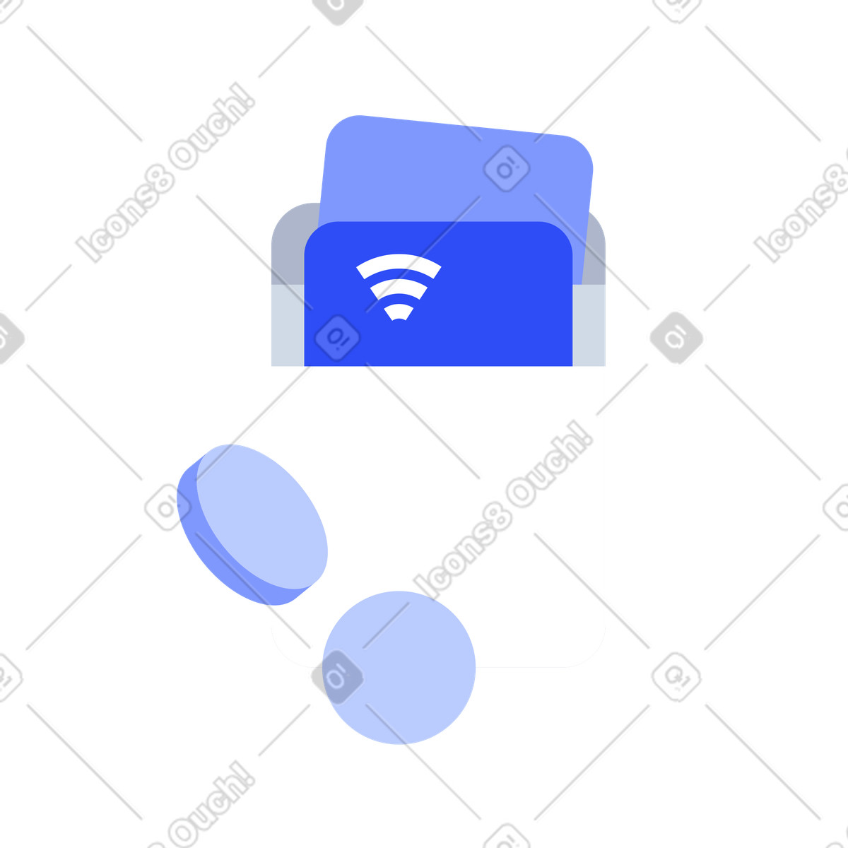 Illustration Titulaire de carte avec sans contact et pièces monnaie, gestion des finances personnelles dans le style System à télécharger aux formats PNG, SVG