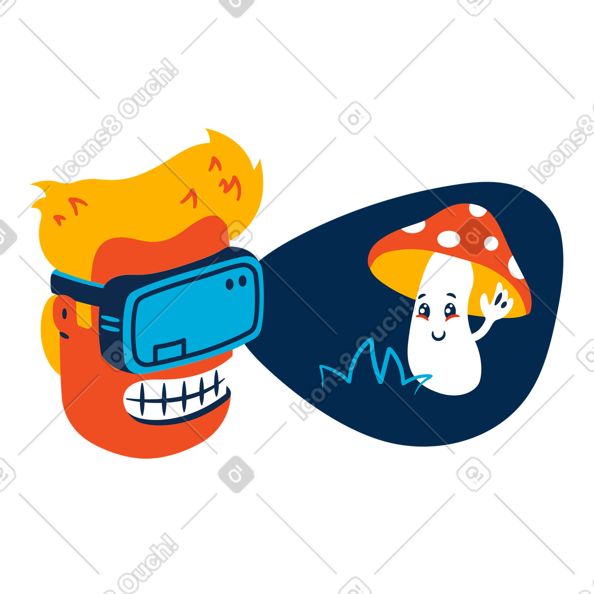 Mann mit virtual-reality-brille-Illustration im Flame-Stil als Download in PNG, SVG