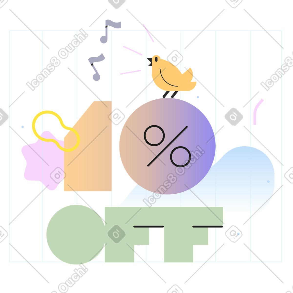Marginalia スタイルの 10％オフ のイラストをPNG、SVG形式でダウンロード