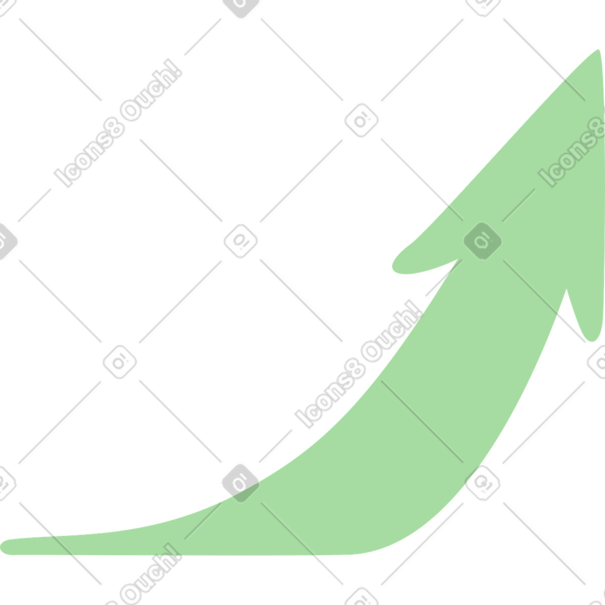 Ilustración Arrow upward curved shape indicating growth progress and positive trend en estilo Organic a descargar en PNG y SVG