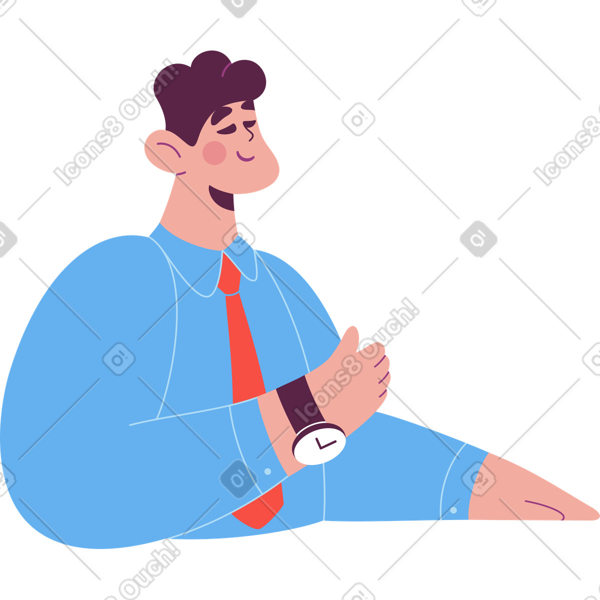 Uomo in cravatta e orologio illustrazione stile Sammy scarica PNG, SVG