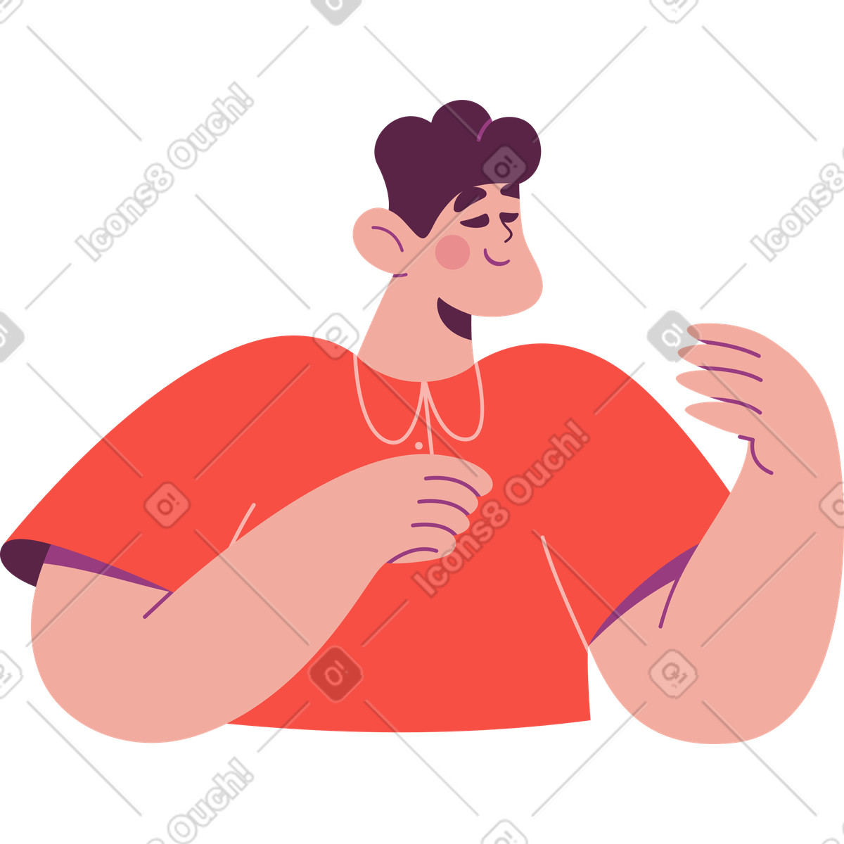 Ilustração de Homem segurando algo em suas mãos no estilo Sammy para baixar PNG, SVG