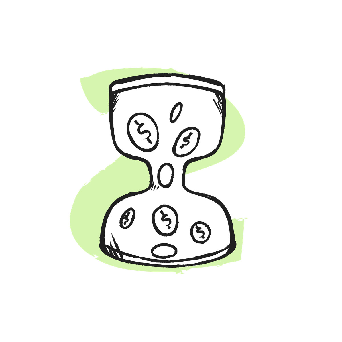 Time value and wealth accumulation, hourglass filled with coins illustration in Pixeltrue icons style download in PNG, SVG