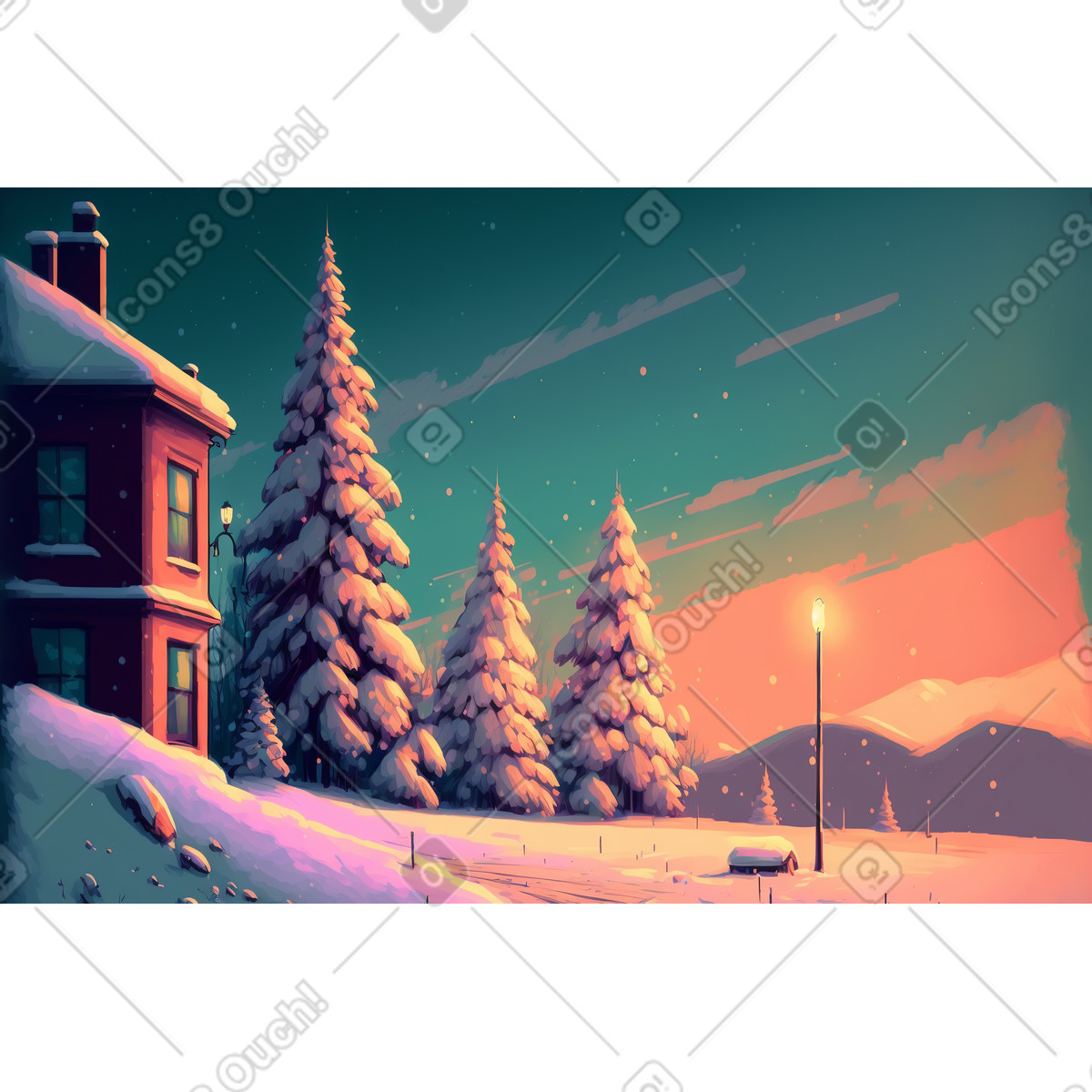 3d-hintergrund der weihnachtsstadt-Illustration im Experimental-Stil als Download in PNG, SVG