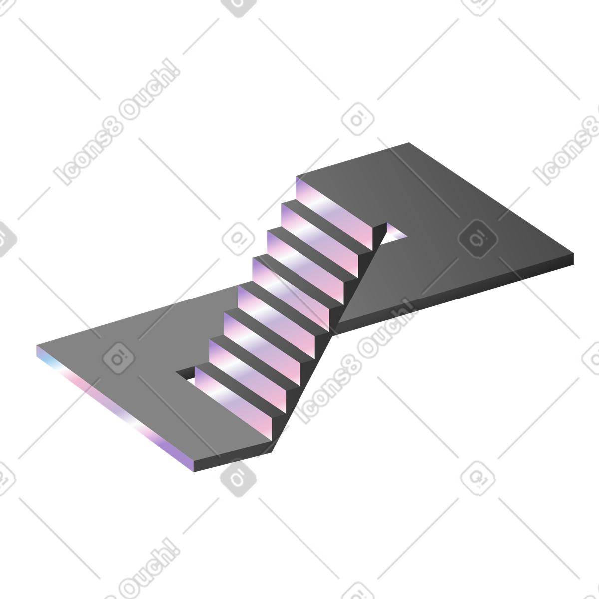 Ilustración Escalera interminable imposible con ilusión óptica, metáfora de desafíos y resolución problemas. en estilo Illusion a descargar en PNG SVG