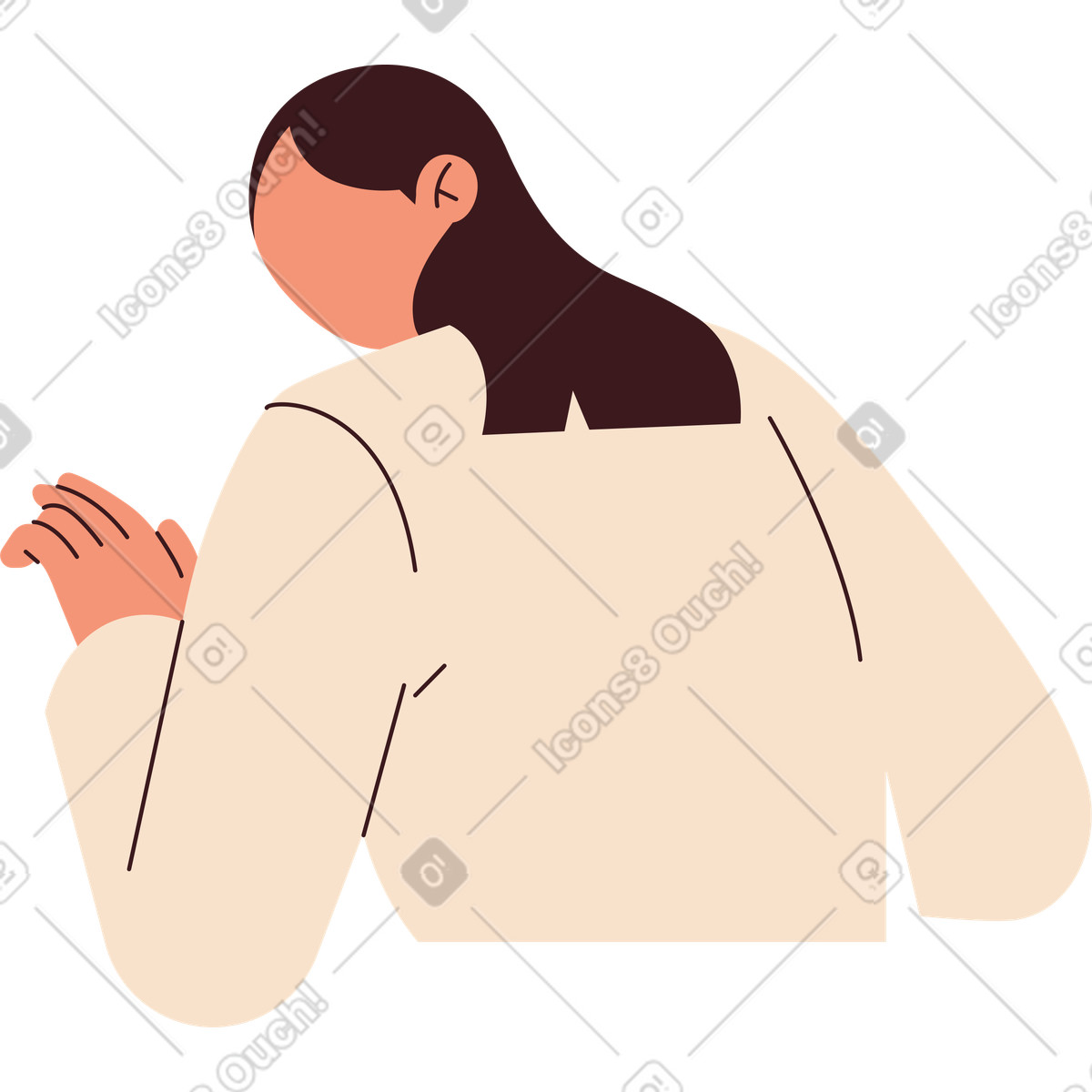 Sitzendes mädchen von hinten-Illustration im Folks-Stil als Download in PNG, SVG