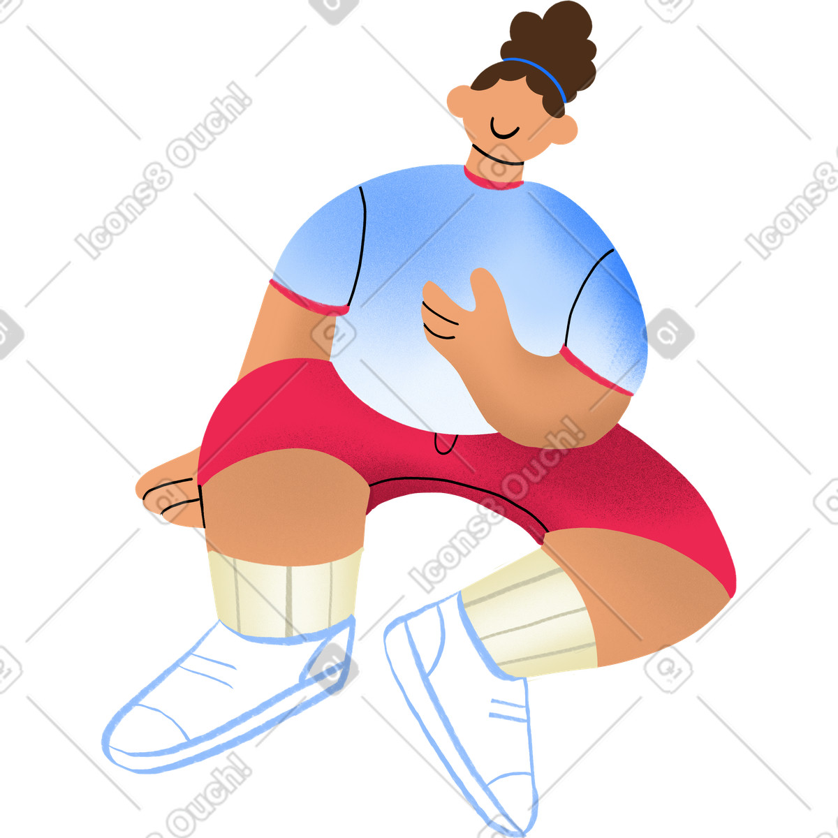 Ilustração de Person in shorts sitting hand near chest em no estilo Bonny para baixar em PNG, SVG