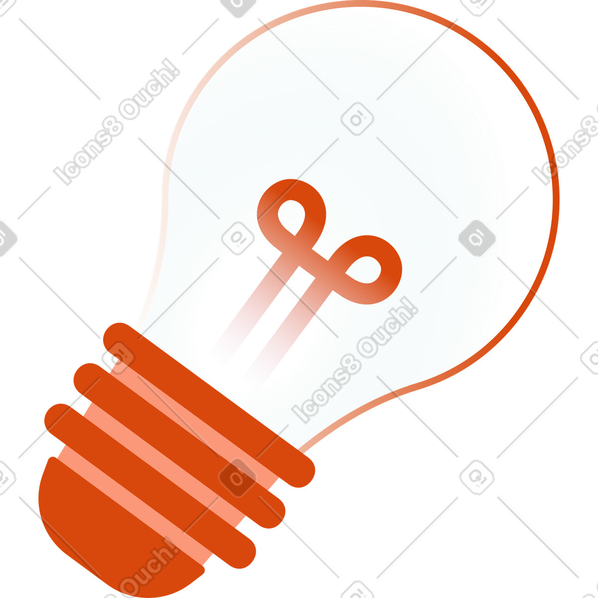 Lightbulb illustration in Orange style download in PNG, SVG