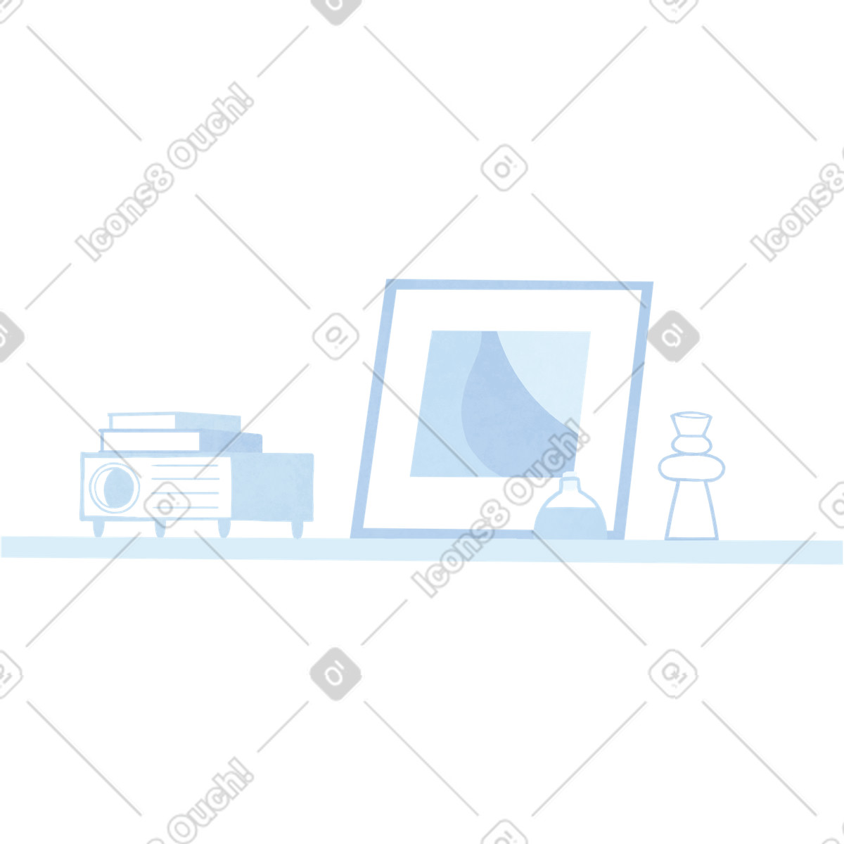 Decorated wall shelf illustration ledge clipart image in PNG SVG GIF