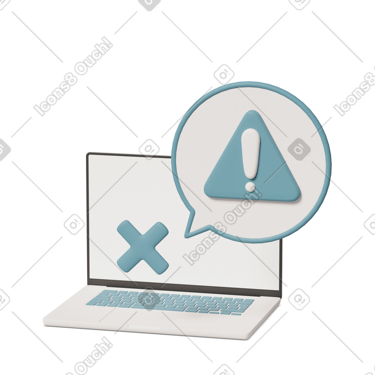 Error warning on laptop background illustration in 3D Casual life style download in PNG, SVG