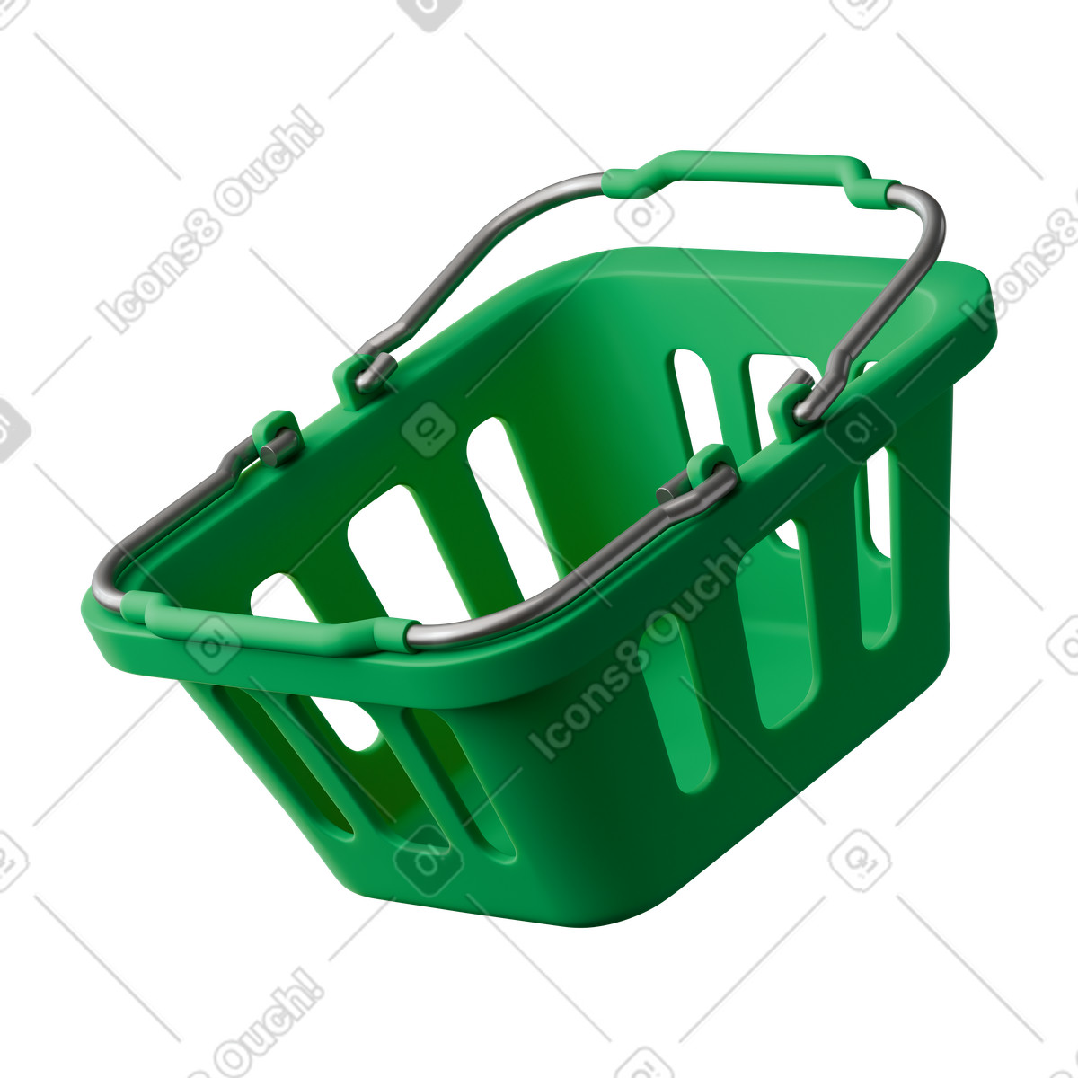 Green shopping basket illustration in PNG, SVG