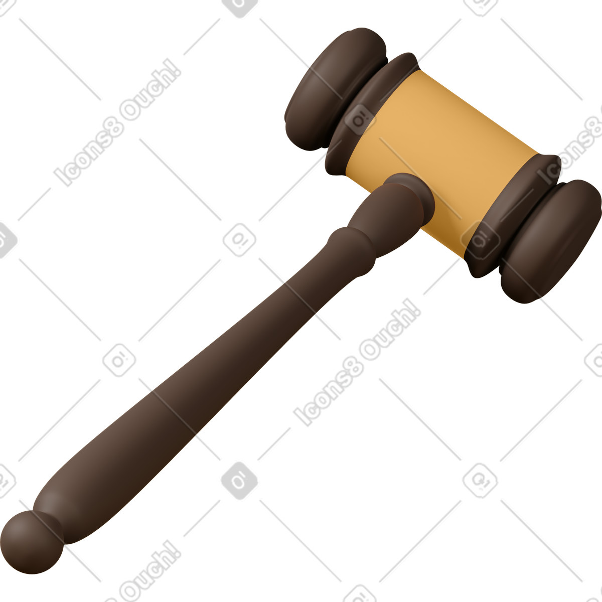 Judges gavel illustrazione in stile 3D Casual life scarica in PNG, SVG