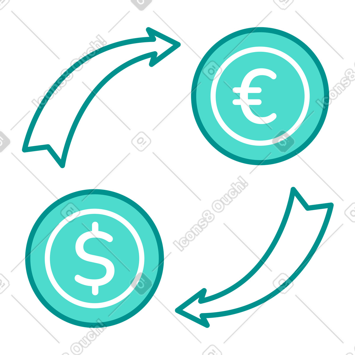 下载 Natty 风格的 货币兑换：美元兑欧元 插画，支持 PNG、SVG 格式